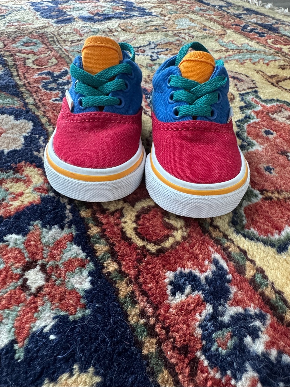 Vans Kids Colorblock Canvas Sneakers in Red, Blue, Orange & Green